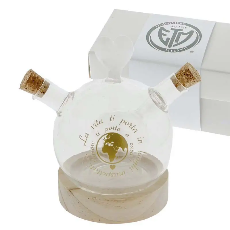 olio aceto in vetro soffiato con frasi bomboniere originali