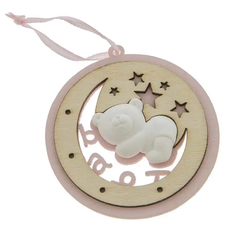 gessetti orsetto con appendino in legno rosa