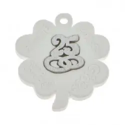 gessetti quadrifoglio con 25 e fedi bomboniere nozze argento