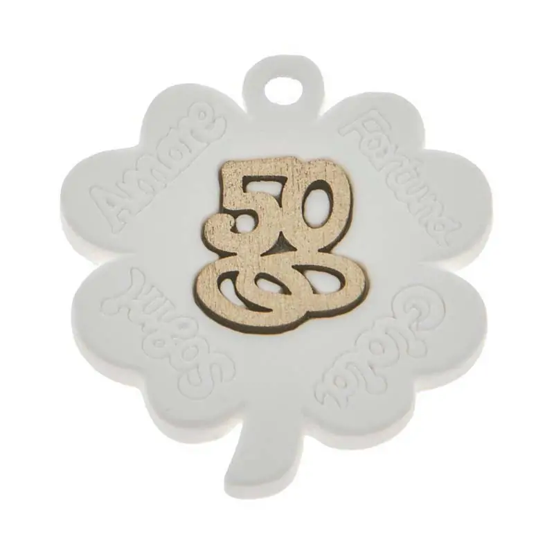 gessetti quadrifoglio con 50 e fedi bomboniere nozze d'oro