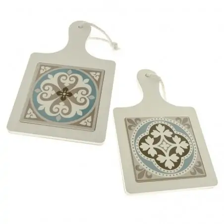 TAGLIERE DI LEGNO CON CERAMICA MAIOLICA BOMBONIERE UTILI