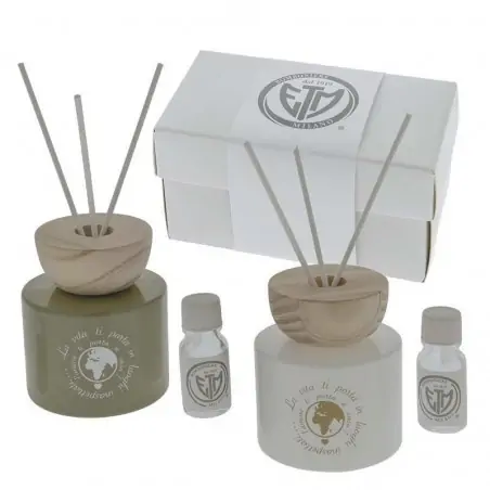 diffusore profumi ambiente bomboniere in vetro con decoro mondo