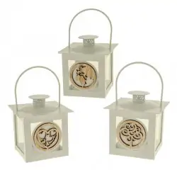 lanterne bianche bomboniere in metallo con inserto in legno