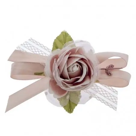 fiori decorativi bomboniere treccia ramo orizzontale rosa antico