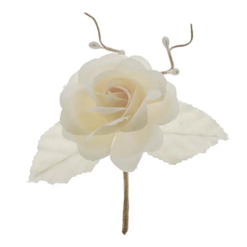 fiori per decorare bomboniere rametto in tessuto crema