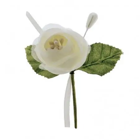 fiori per confezionare bomboniere rametto in tessuto crema