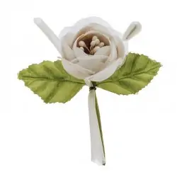 fiori di stoffa per bomboniere rametto in tessuto tortora