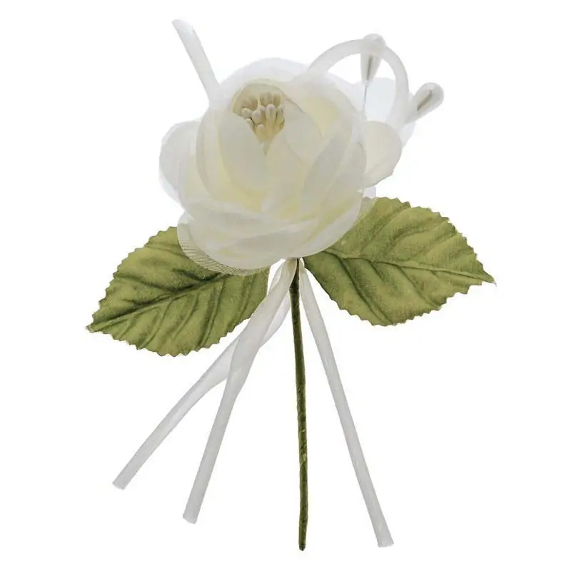 fiore per bomboniere rametto in tessuto crema