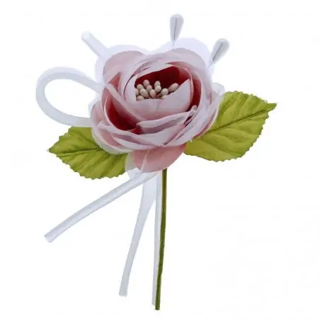 fiori bomboniere rametto in tessuto rosa antico