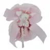 BOMBONIERE BIMBA NASCITA SACCHETTI ROSA CON ORSETTO LEGNO