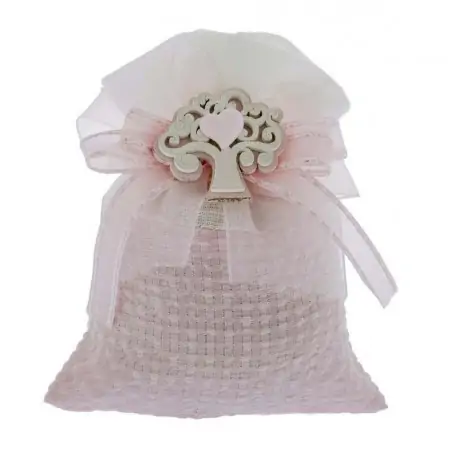 sacchetti portaconfetti nascita bimba con albero della vita e