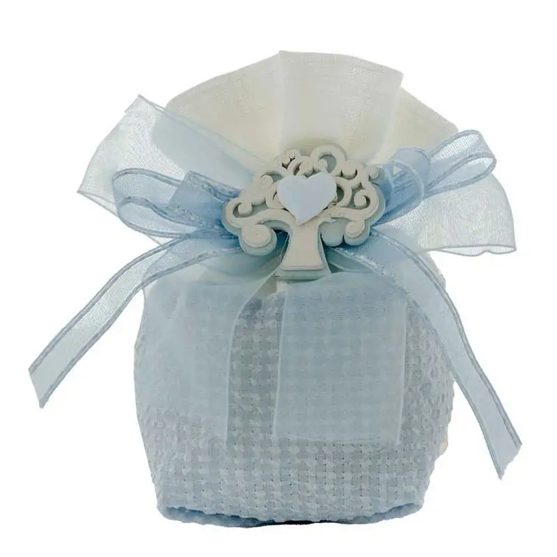 sacchettini battesimo bimbo con albero della vita e cuore