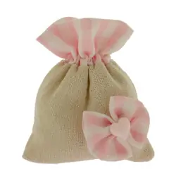 SACCHETTI PORTACONFETTI IN JUTA CON FIOCCO ROSA BAMBINA ONLINE