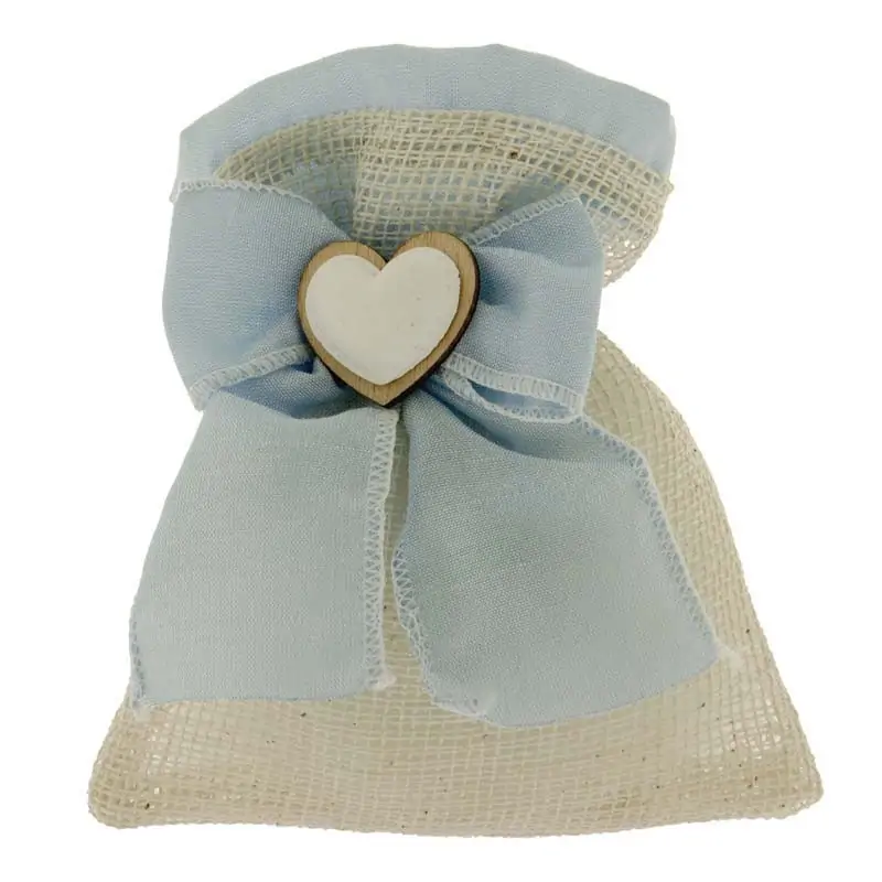 sacchetti nascita maschietto con fiocco celeste e cuoricino in