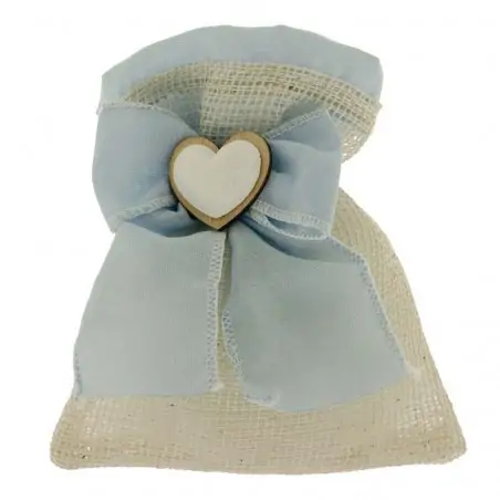 sacchetti nascita maschietto con fiocco celeste e cuoricino in