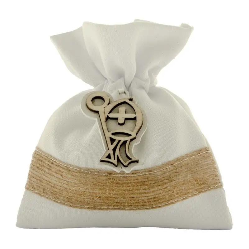 sacchetti confetti cresima fai da te con applicazione in legno