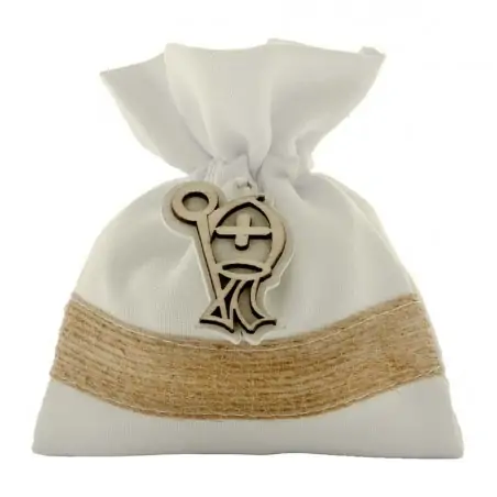 sacchetti confetti cresima fai da te con applicazione in legno