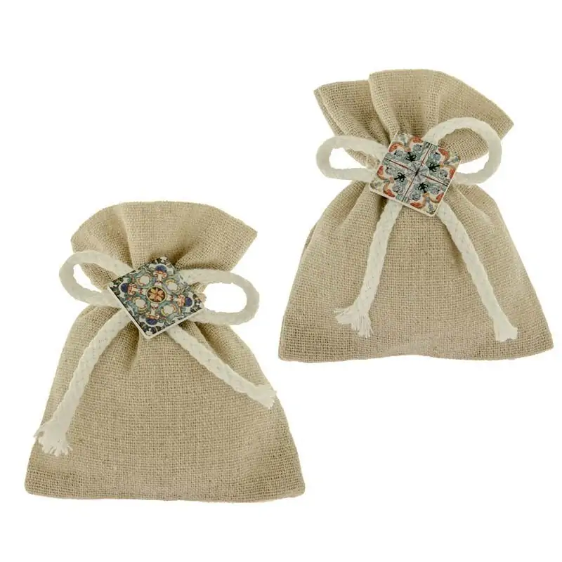 SACCHETTI BOMBONIERE MATRIMONIO NATURAL MOSAICO BAG CM.10X12