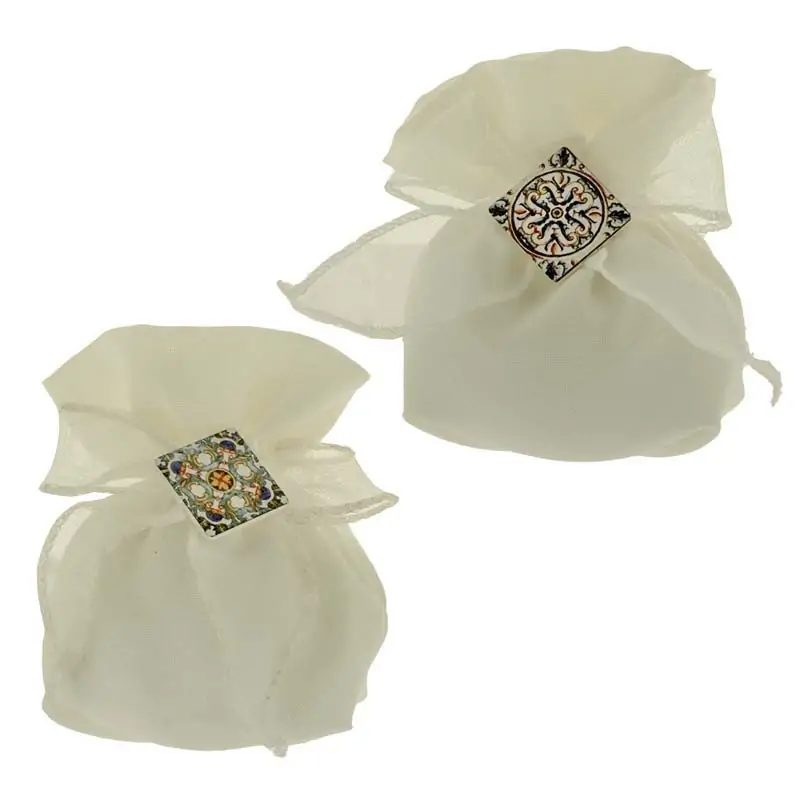 SACCHETTINO PORTACONFETTI CON APPLICAZIONE MAIOLICA MOSAICO