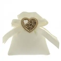 SACCHETTI PORTACONFETTI ECONOMICI CON FIOCCO E DUE CUORI IN