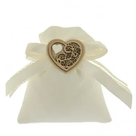SACCHETTI PORTACONFETTI ECONOMICI CON FIOCCO E DUE CUORI IN