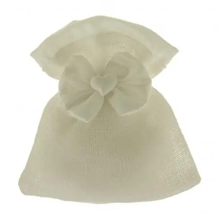 SACCHETTI ECONOMICI CON FIOCCO E CUORE CM.10X12 BIANCO