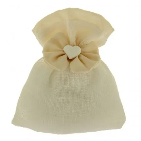 SACCHETTI ORIGINALI PER CONFETTI CON FIOCCO E CUORE CM.10X12