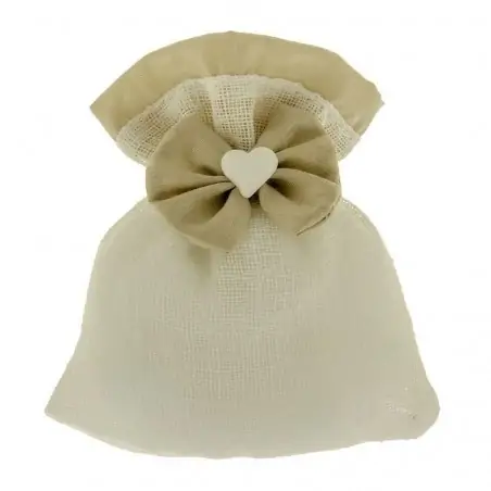 SACCHETTI PER CONFETTI ECONOMICI CON FIOCCO E CUORE CM.10X12