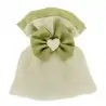 SACCHETTI STOFFA CONFETTI CON FIOCCO E CUORE CM.10X12 VERDE