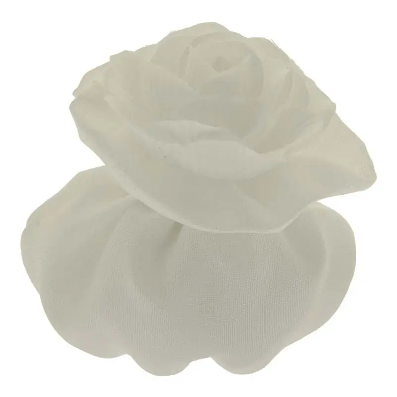 SACCHETTI STOFFA BOMBONIERE CON FIORE CIUFFO CM.13 BIANCO