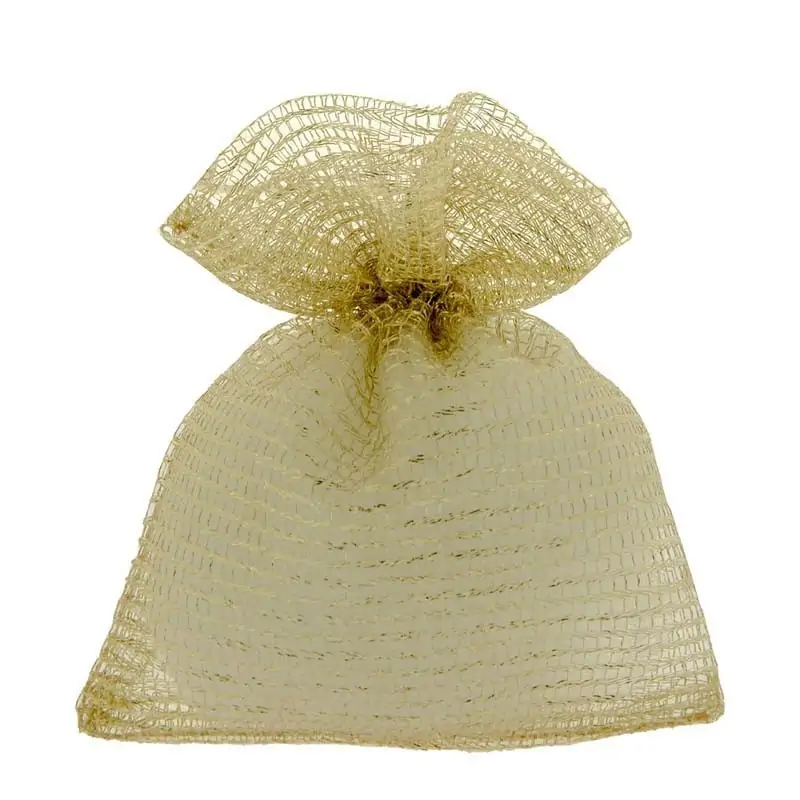 sacchetti nozze d'oro in rete e organza