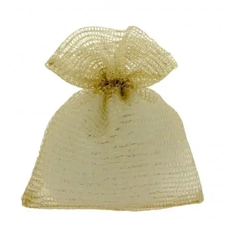 sacchetti nozze d'oro in rete e organza