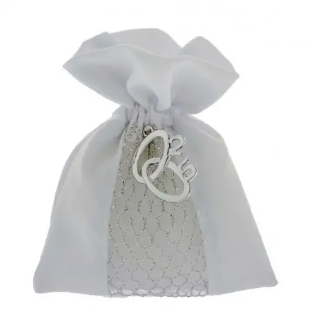 SACCHETTI 25 ANNI DI MATRIMONIO CON CIONDOLO FEDI CM.10X12