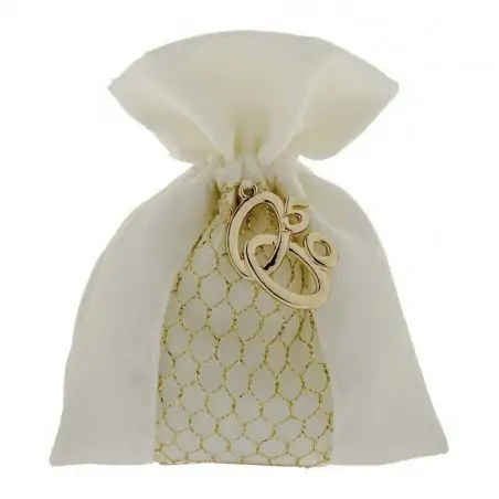 SACCHETTI PER 50 ANNI DI MATRIMONIO CON CIONDOLO FEDI CM.10X12