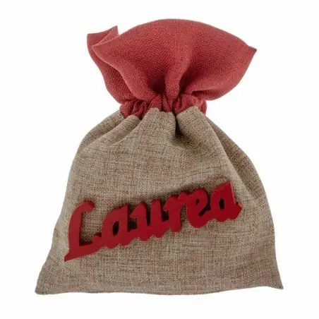 SACCHETTI PORTACONFETTI LAUREA CON APPLICAZIONE IN LEGNO