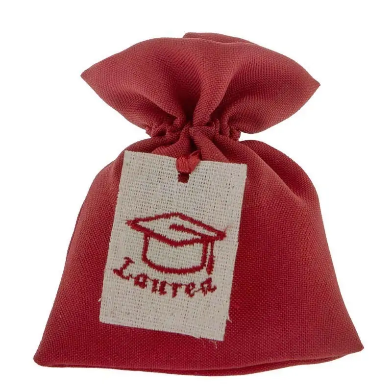 SACCHETTI ROSSI PER LAUREA RICAMATI CM.10X12