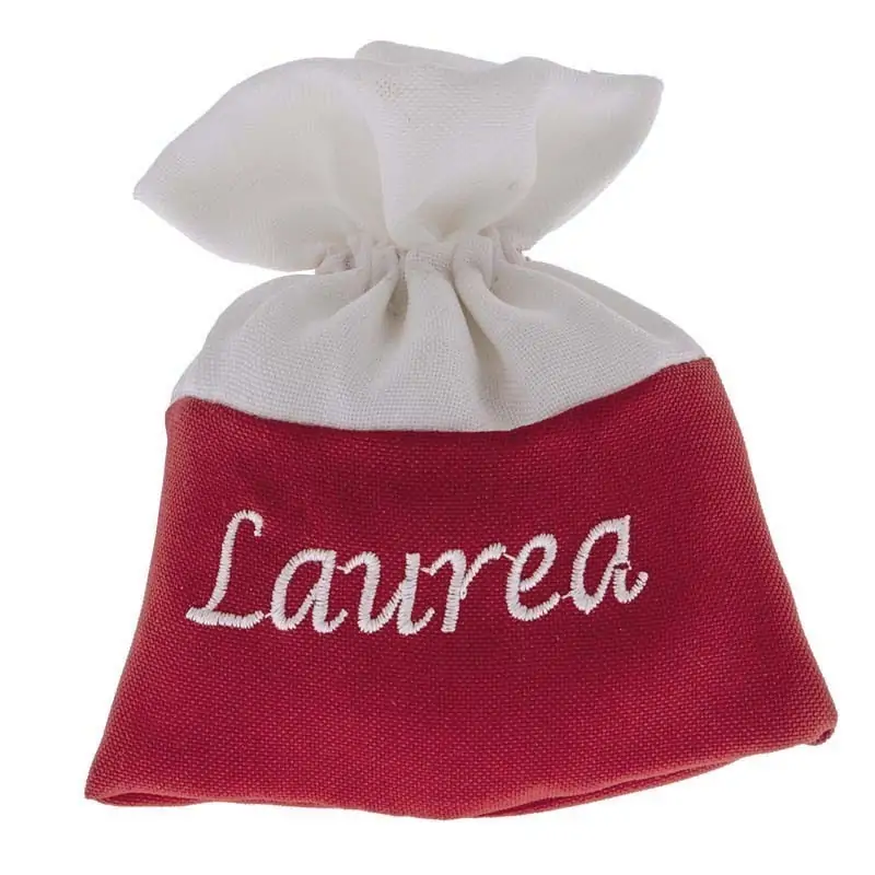 SACCHETTINI LAUREA IN TESSUTO ROSSO E BIANCO CM.8X10
