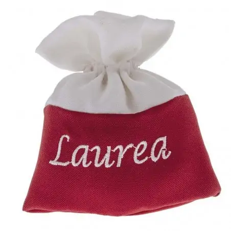 SACCHETTINI LAUREA IN TESSUTO ROSSO E BIANCO CM.8X10