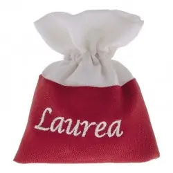 SACCHETTI CONFETTI LAUREA IN TESSUTO ROSSO E BIANCO CM.10X12