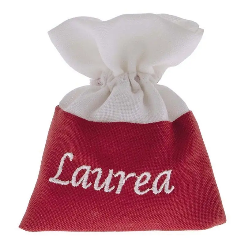 SACCHETTI CONFETTI LAUREA IN TESSUTO ROSSO E BIANCO CM.10X12