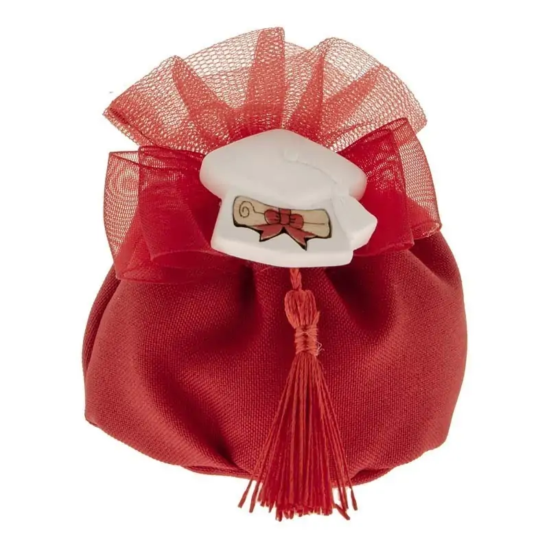 sacchetti laurea originali con gessetti tocco e nappina rossa