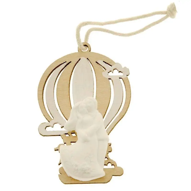 12 pezzi decorazioni in legno mongolfiera con gessetto coppia