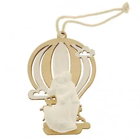 12 pezzi decorazioni in legno mongolfiera con gessetto coppia