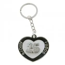 12 pezzi portachiavi a forma di cuore 25° anniversario in