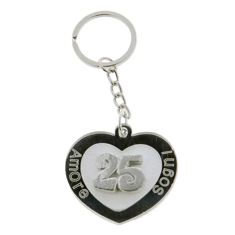 12 pezzi portachiavi a forma di cuore 25° anniversario in