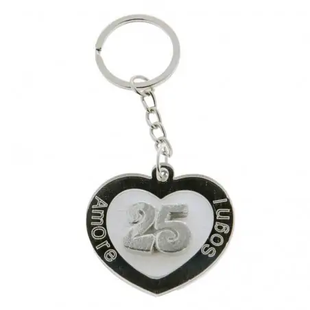 12 pezzi portachiavi a forma di cuore 25° anniversario in