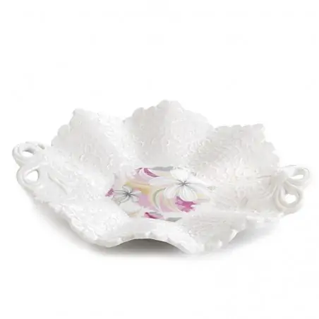 vassoio ottagonale in porcellana decoro fiori