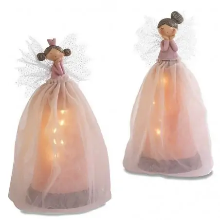 BOMBONIERE FATINE SPIRITOSE 25.3CM IN RESINA E STOFFA CON LUCE