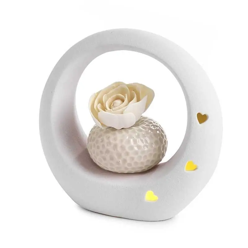 bomboniera profumatore tondo in porcellana con luce led