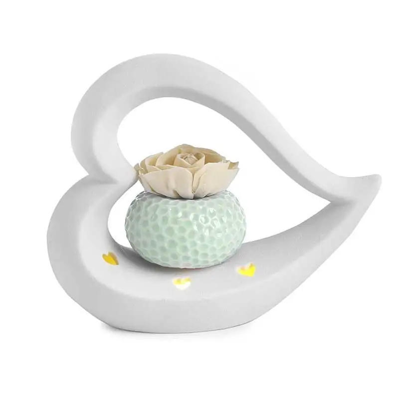 profumatore ambiente cuore in porcellana con luce led